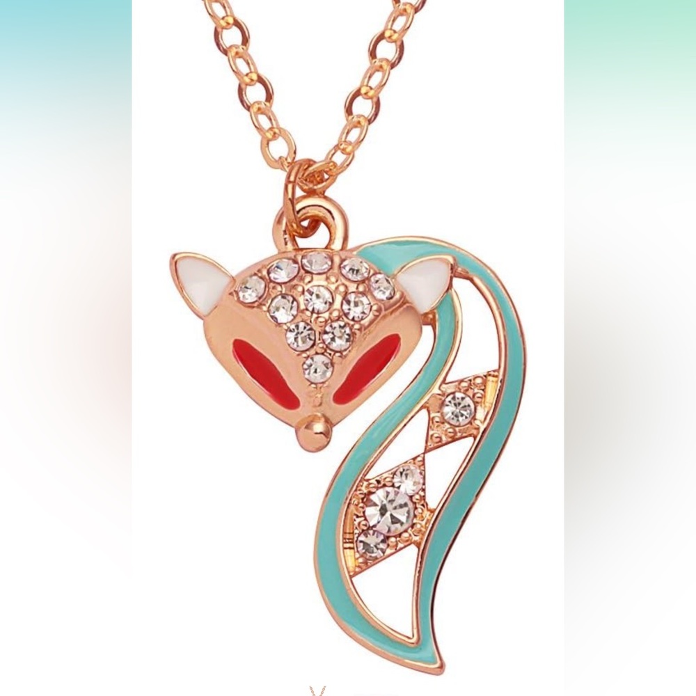 PANGRUI Crystal Dazzling Arrogant Fox with Red Eyes Big Tail Pandent Necklace - Picture 1 of 3